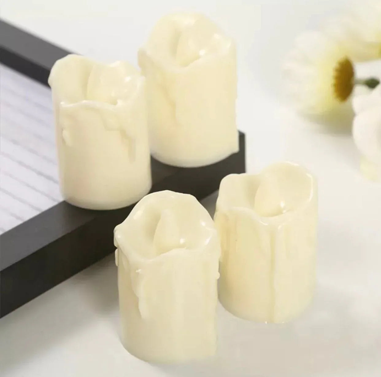 Set of 3 Flameless LED Tea Lights Set - Safe & Realistic Glow - Clarify.pk