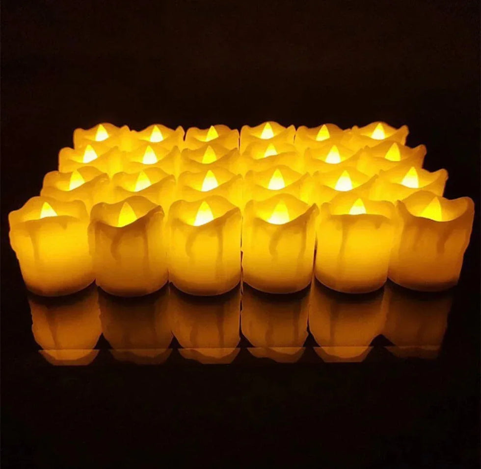 Set of 3 Flameless LED Tea Lights Set - Safe & Realistic Glow - Clarify.pk