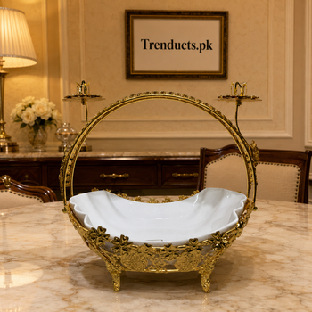 Floral arch ceramic golden platter luxury hero