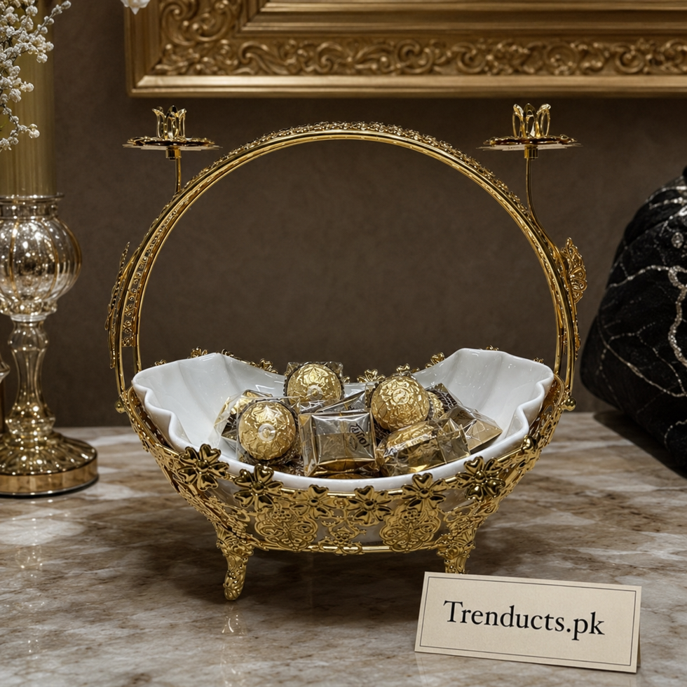 Floral Arch Ceramic Golden Platter