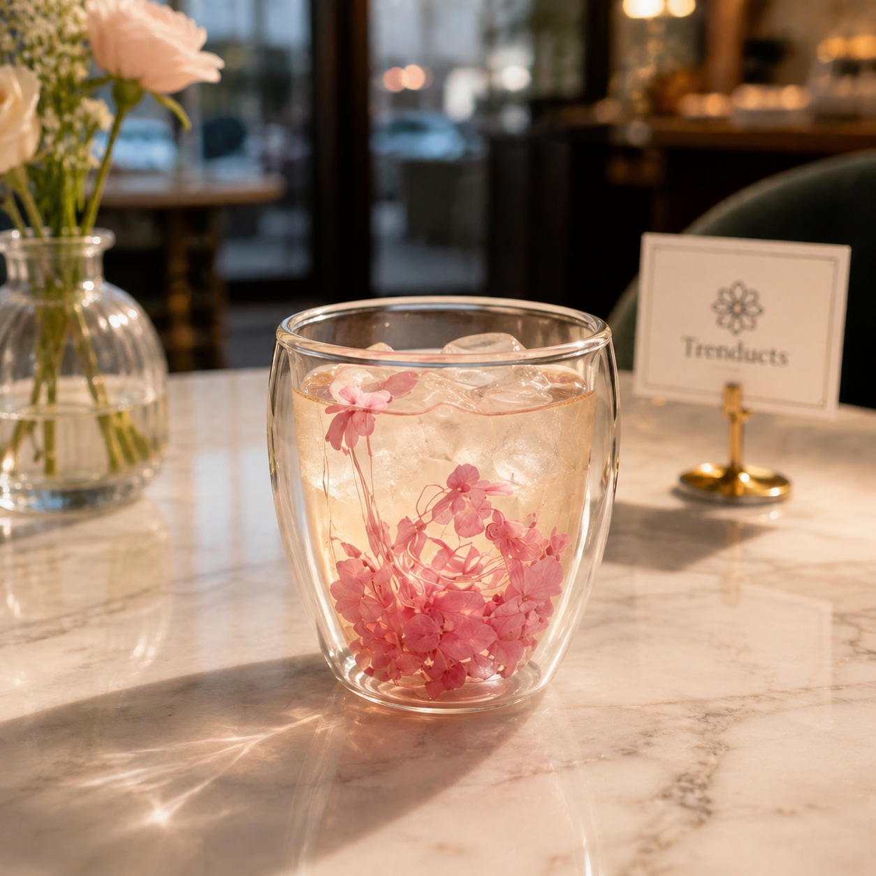 Double-Wall Floral Glass Tumbler