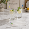 Flower Glass Straw Set with Cleaning Brush – 6 Pcs