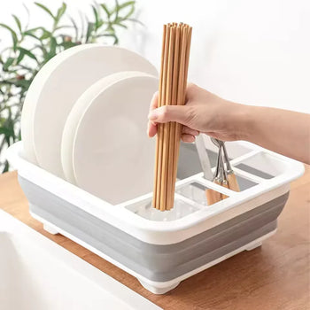 Foldable Dish Drainer Rack with Utensil Holder - Clarify.pk