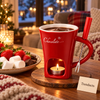 Chocolate Fondue Ceramic Mug & Melt Mug with Spoon & Candle (Random Color)
