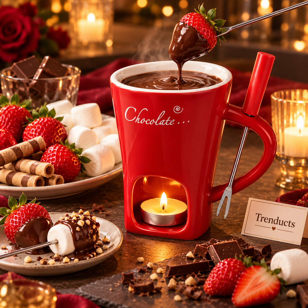 Chocolate Fondue Ceramic Mug & Melt Mug with Spoon & Candle (Random Color)