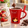 Chocolate Fondue Ceramic Mug & Melt Mug with Spoon & Candle (Random Color)