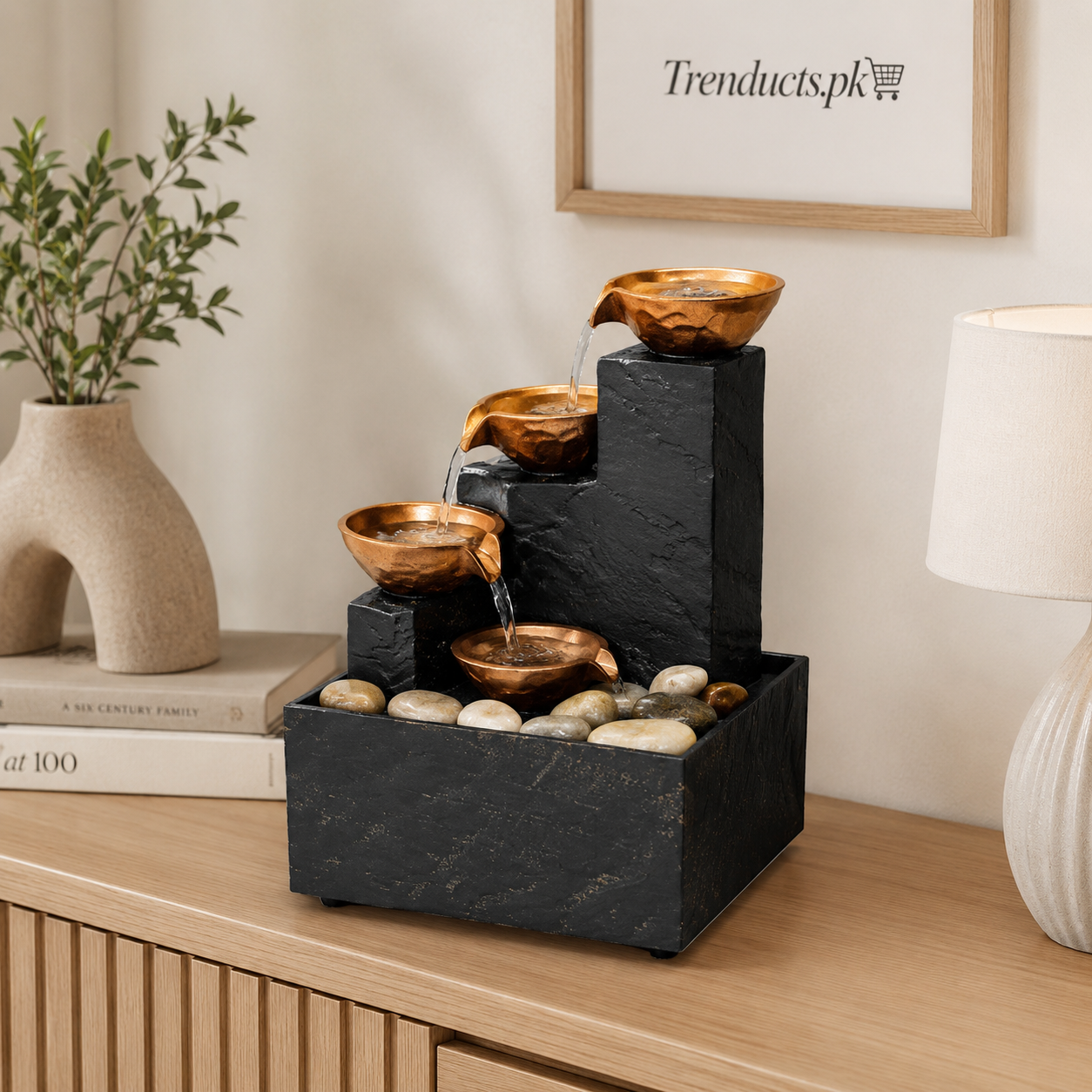 Four-Bowl Cascade Mini Tabletop Water Fountain