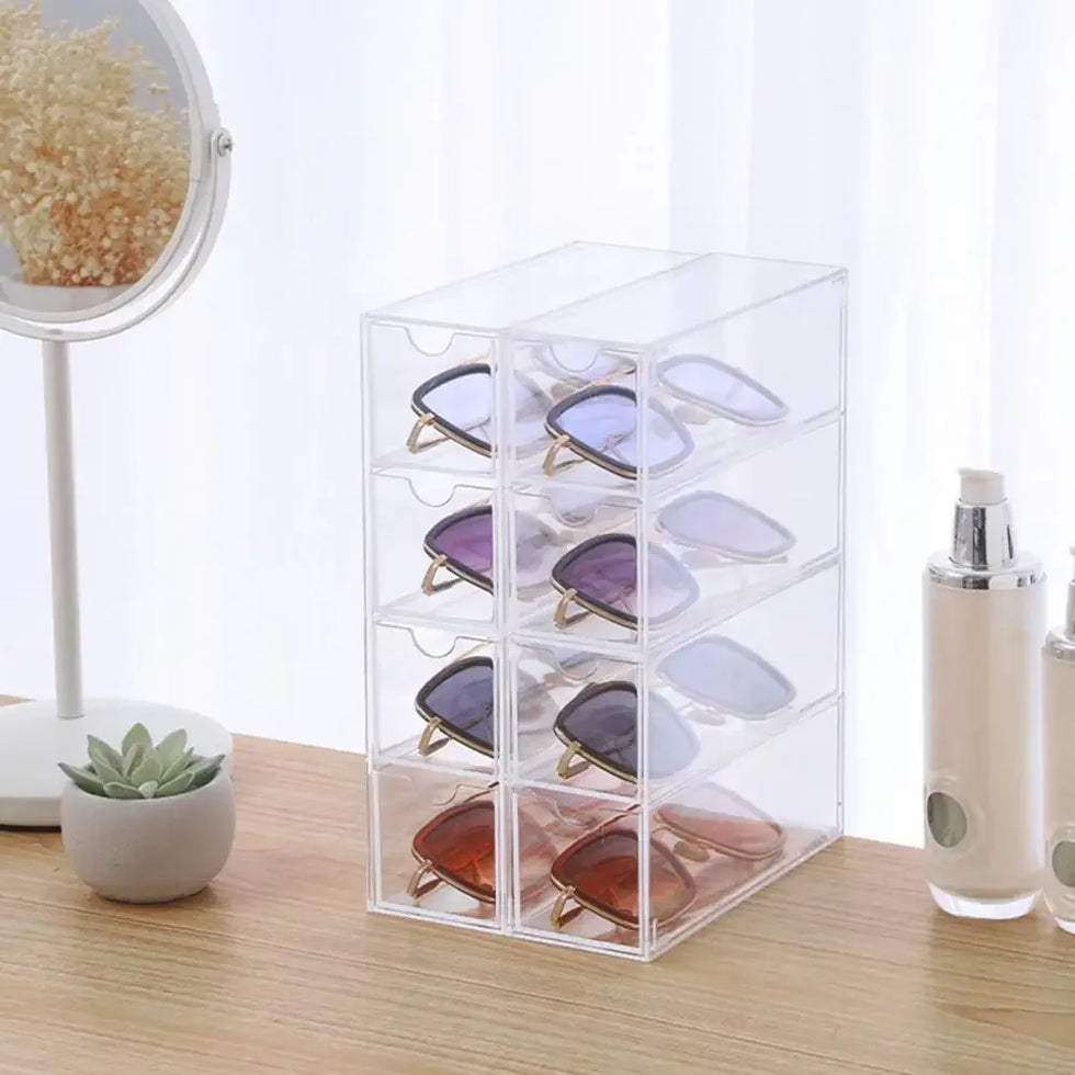 Clear Sunglasses Storage Box with Drawers
