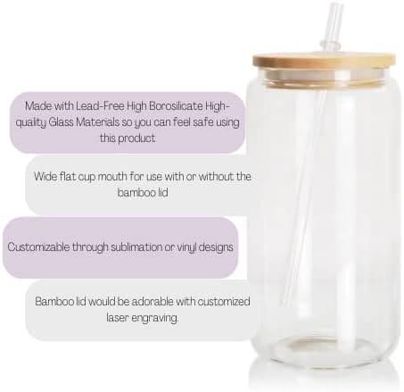 Bamboo Lid Iced Coffee Mug with Glass Straw - Clarify.pk