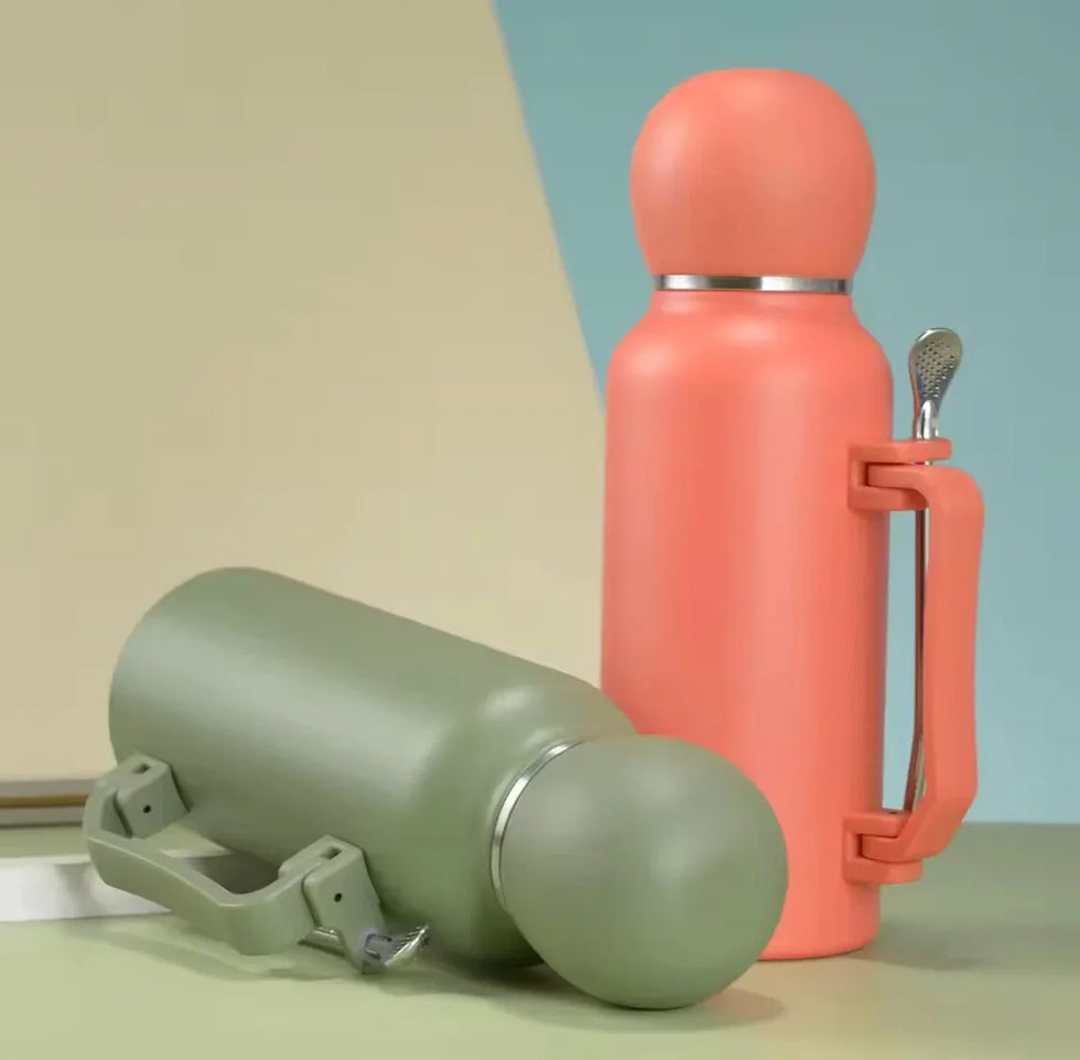 ہینڈل اور چمچ کے ساتھ 1200ml سٹینلیس سٹیل تھرموس