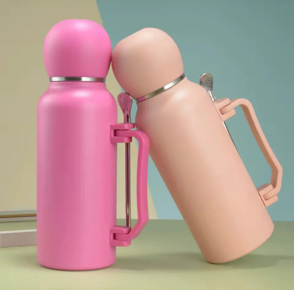 ہینڈل اور چمچ کے ساتھ 1200ml سٹینلیس سٹیل تھرموس