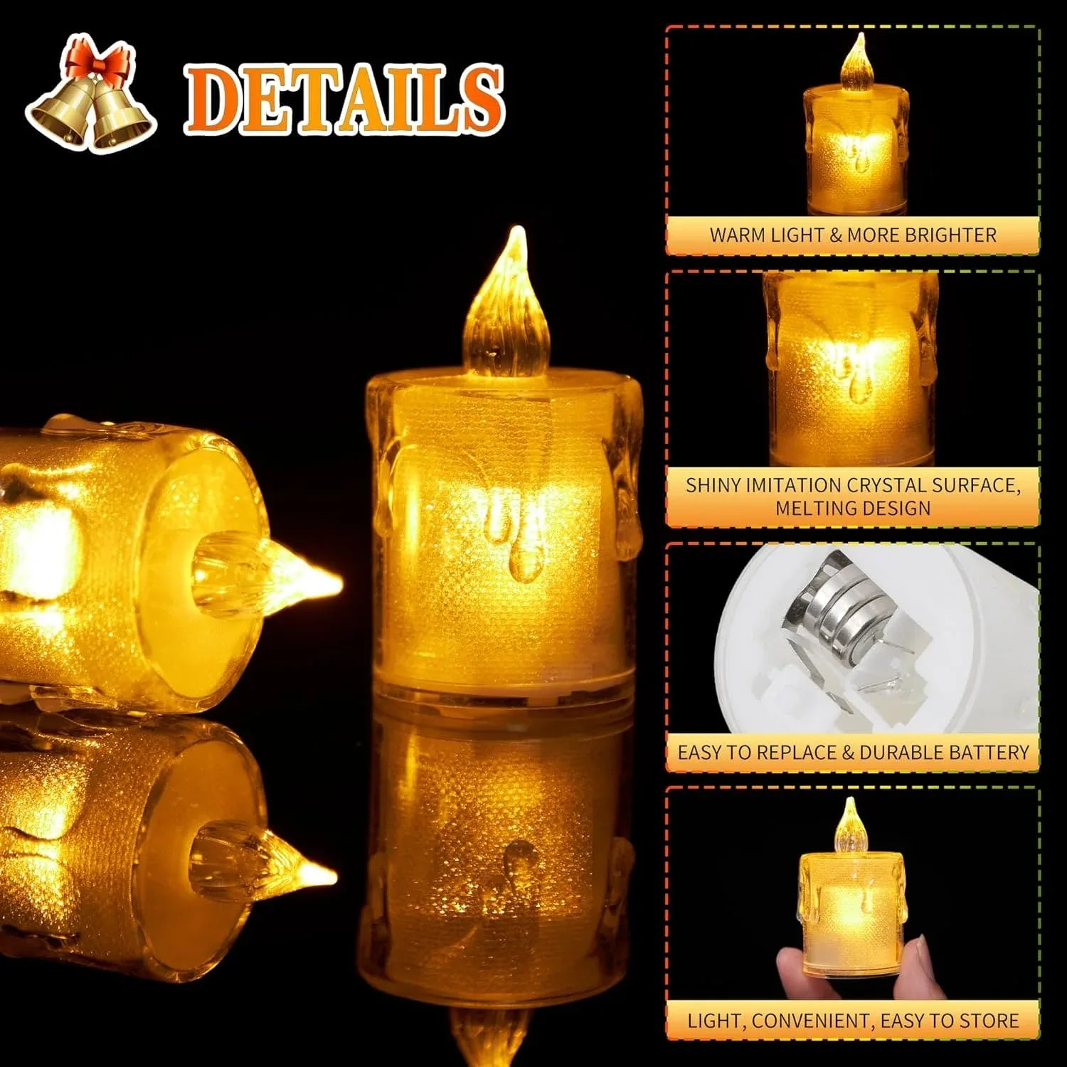 Acrylic LED Candle Lamp with Realistic Glow - Clarify.pk