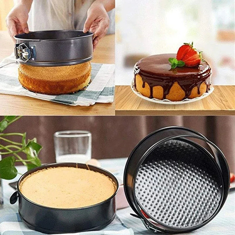 Pack of 3 Nonstick Cake Pans Set with Easy-Release Locks - Clarify.pk