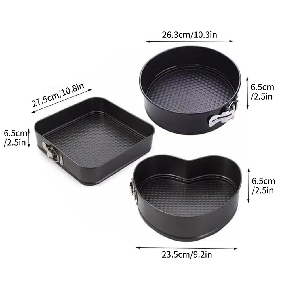 Pack of  3 Nonstick Cake Pans Set with Easy-Release Locks