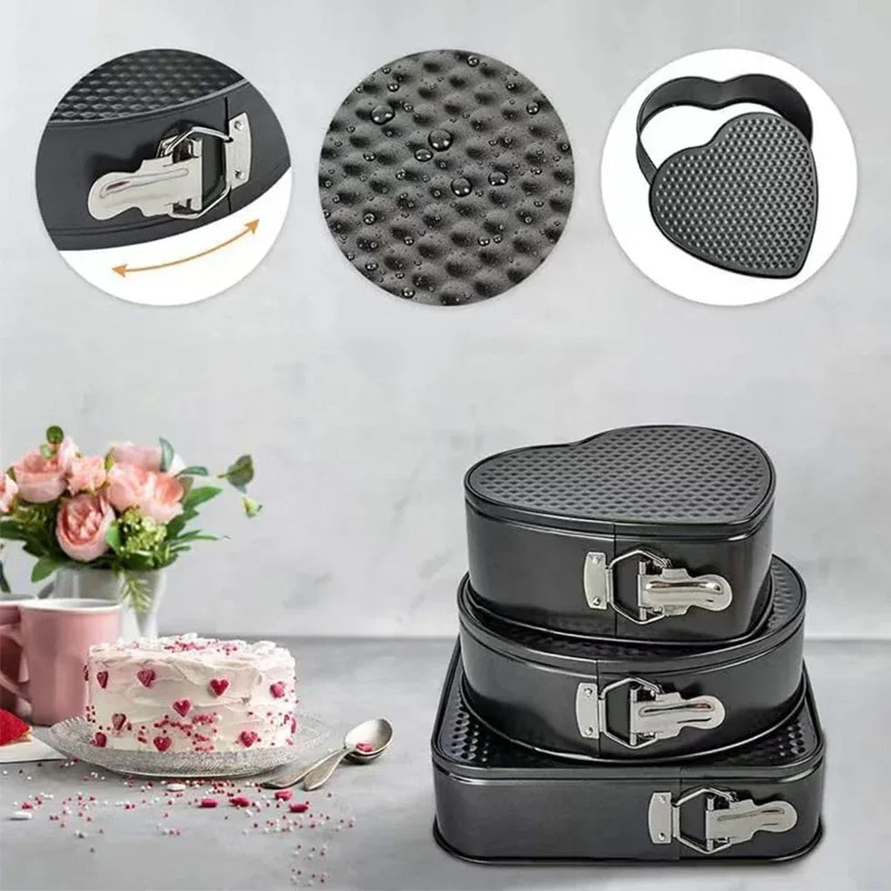 Pack of  3 Nonstick Cake Pans Set with Easy-Release Locks