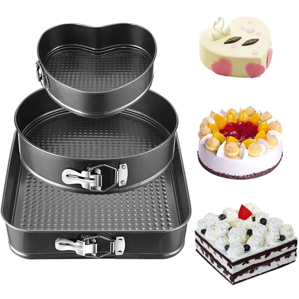 Pack of 3 Nonstick Cake Pans Set with Easy-Release Locks - Clarify.pk
