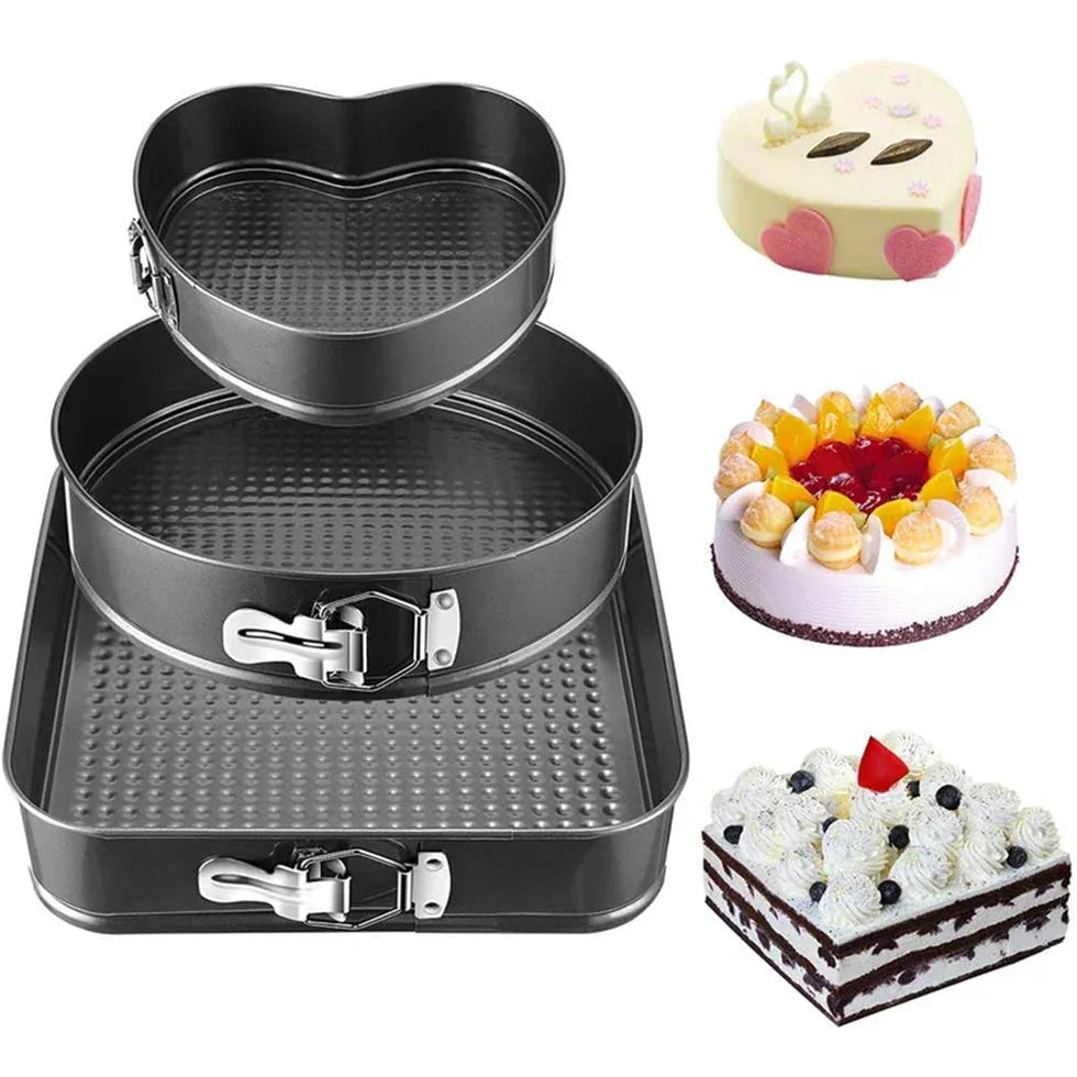 Pack of  3 Nonstick Cake Pans Set with Easy-Release Locks