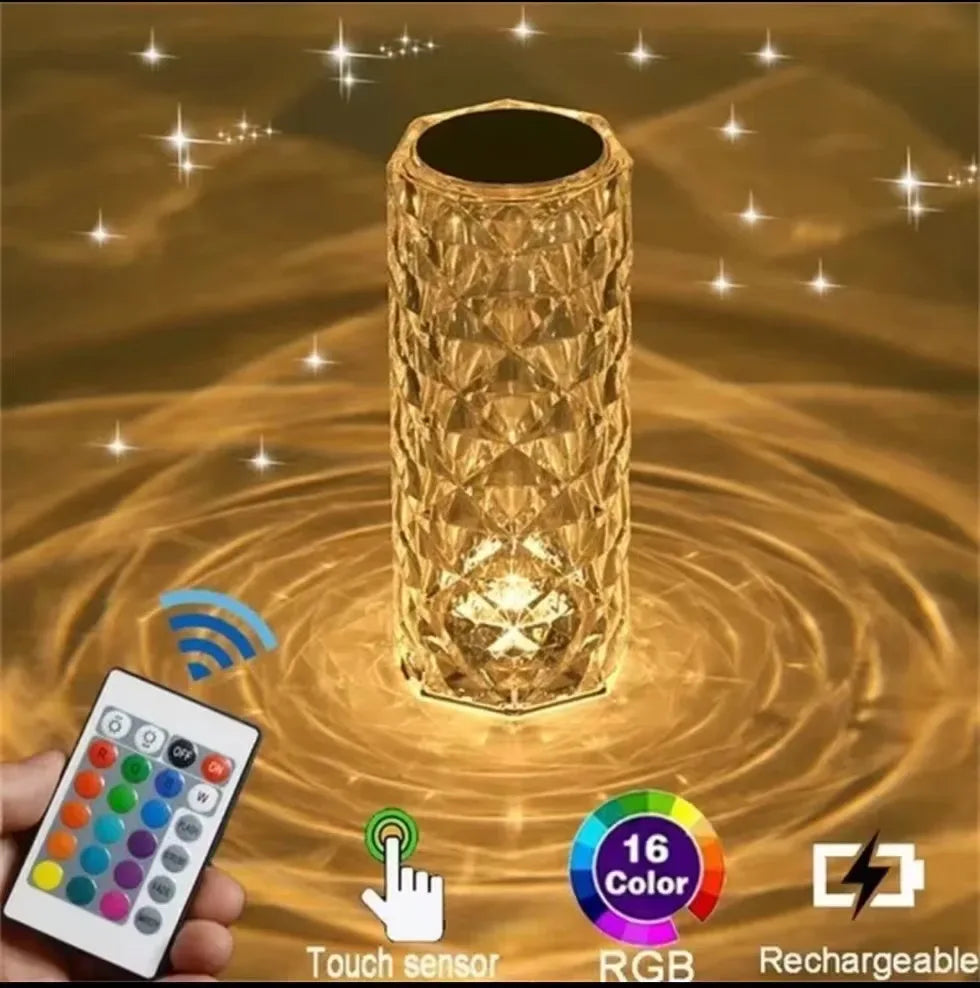 Crystal Diamond Table Lamp with RGB Touch Sensor