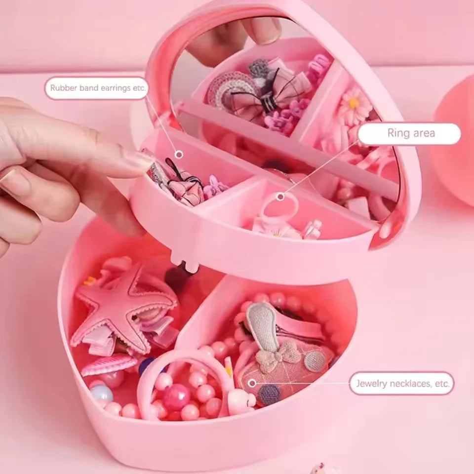 Heart Shaped Jewelry Storage Box with Mirror