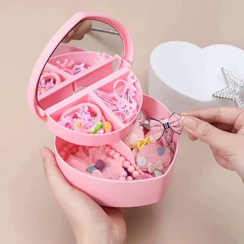 Heart Shaped Jewelry Storage Box with Mirror - Clarify.pk