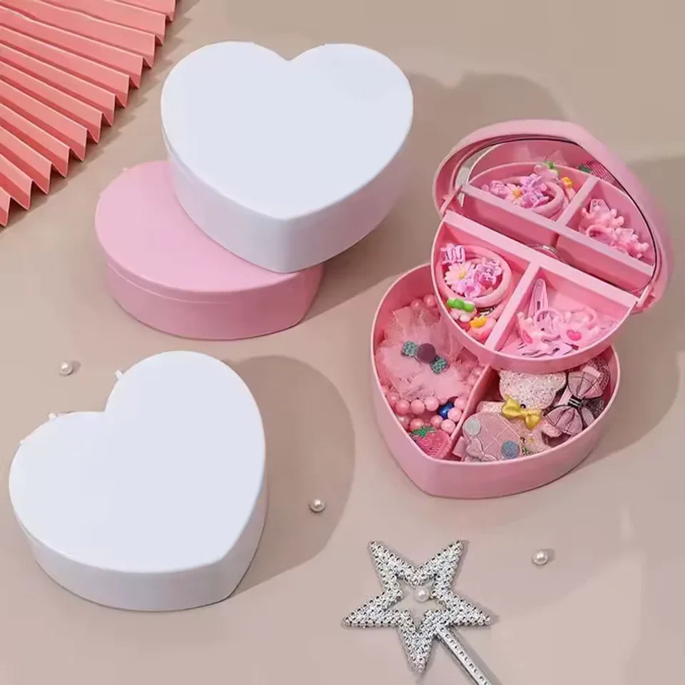 Heart Shaped Jewelry Storage Box with Mirror - Clarify.pk