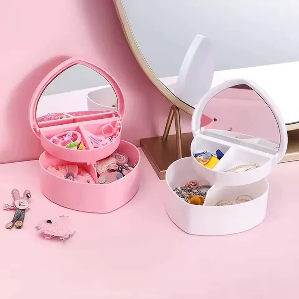 Heart Shaped Jewelry Storage Box with Mirror