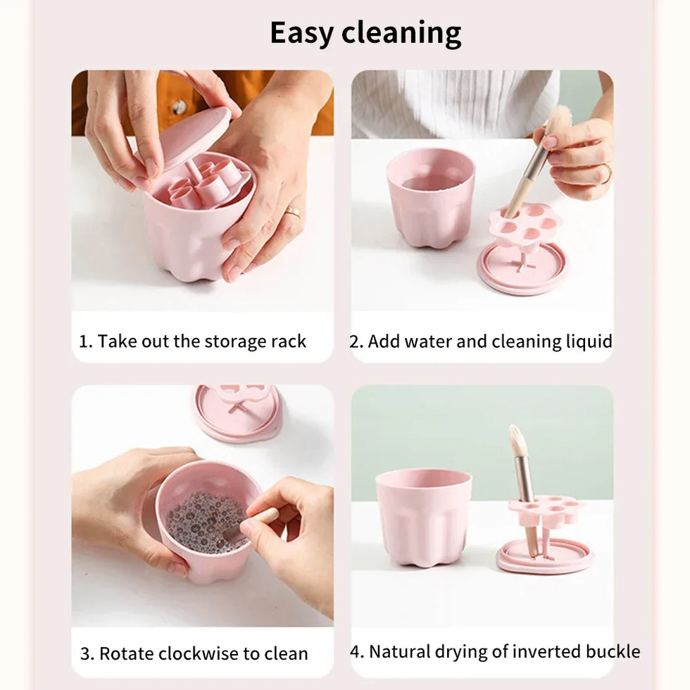 Makeup Brush Cleaner Box with Brush Holder - Clarify.pk