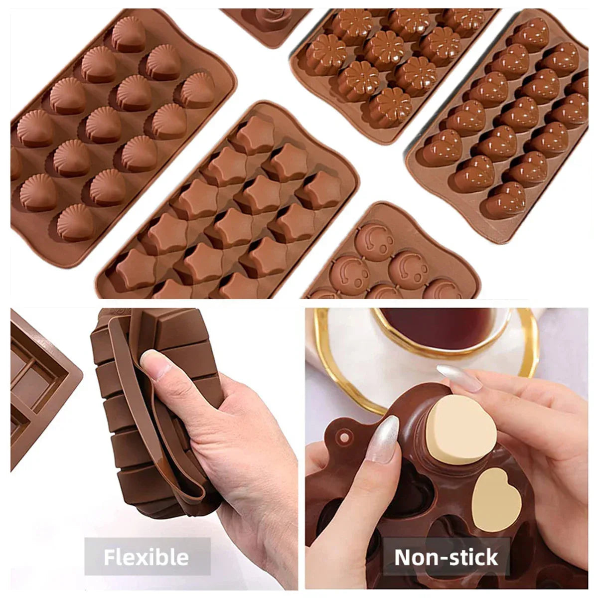 Silicone Chocolate Mold Flexible (Random design) - Clarify.pk