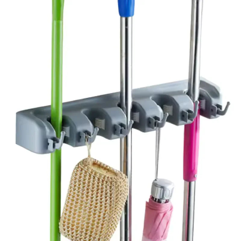 Wall Mounted Mop Holder with Multi Hooks - Clarify.pk