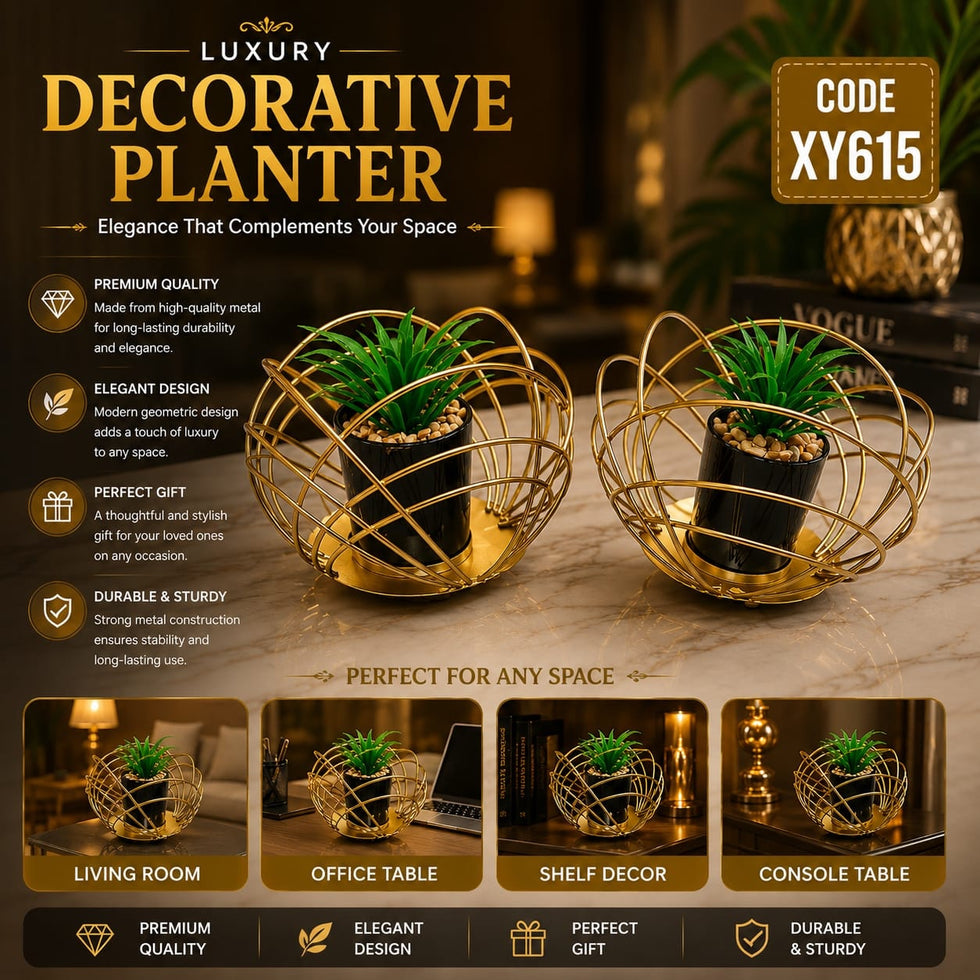 Geometric Metal Plant Holder Set
