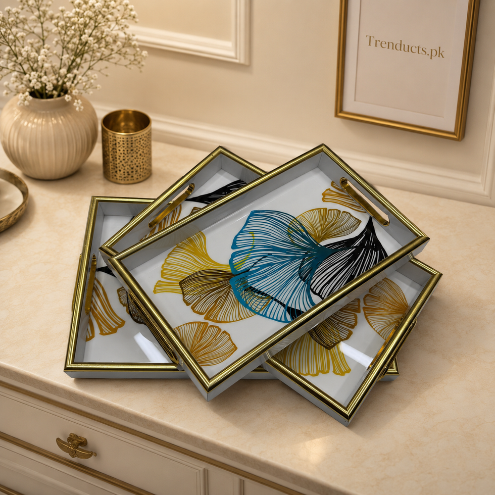 Modern Ginkgo Leaf 3-Piece Fibre Tray Set