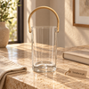 Clear Glass Bucket with Curved Handle