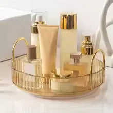 360 Rotating Makeup Organizer with Gold Handles - Clarify.pk