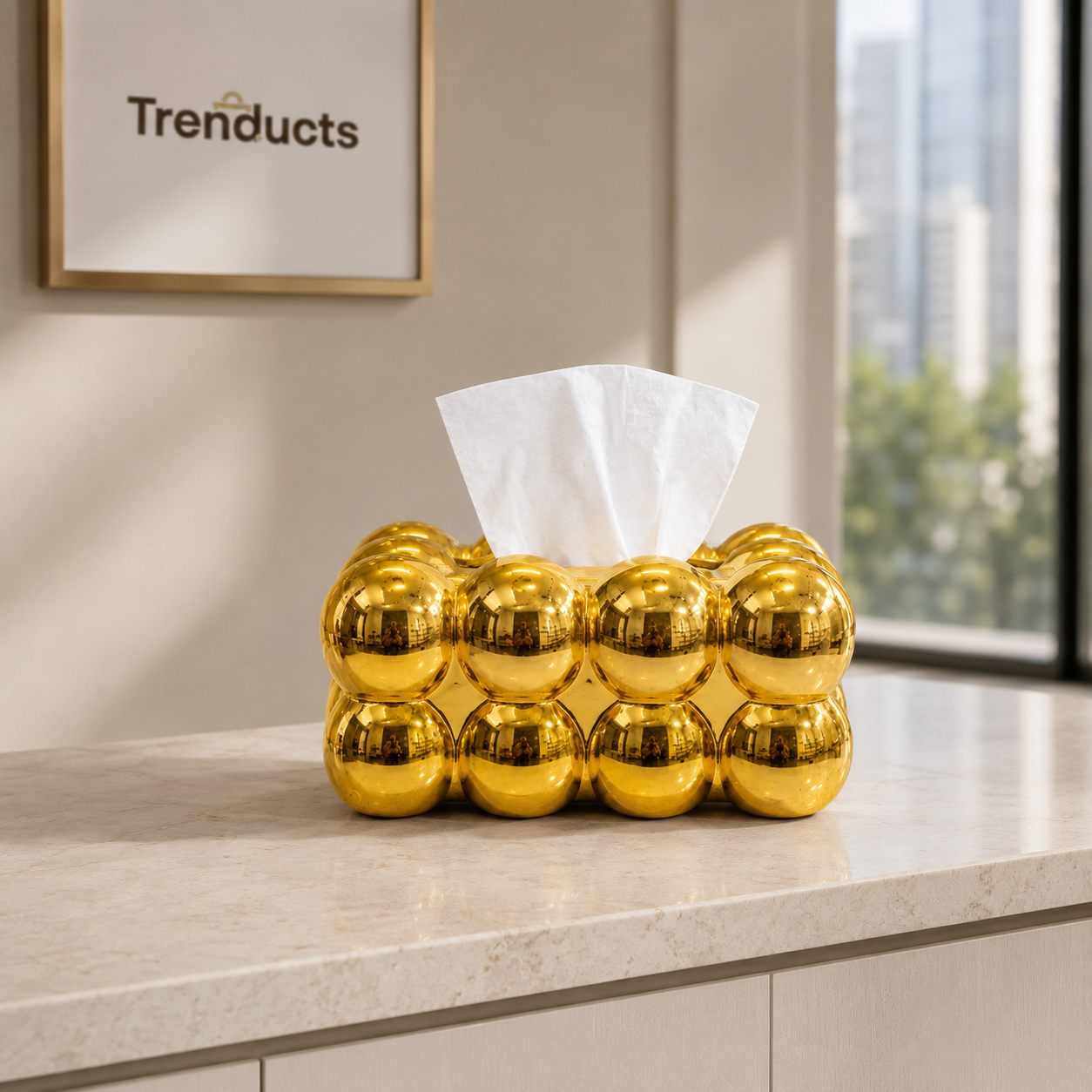 Luxury Gold Bubble Design Decorative Tissue Box