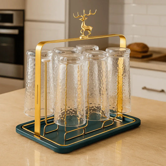 Gold Glass Cup Holder – Functional Drainage Drainer Stand - Clarify.pk