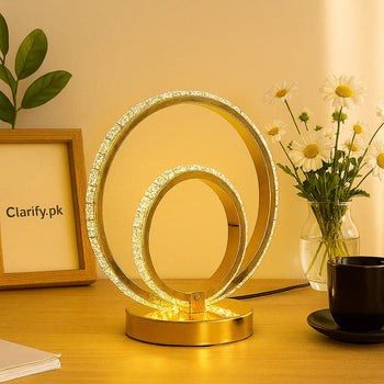 Gold LED Bedside Lamp with Modern Design - Clarify.pk