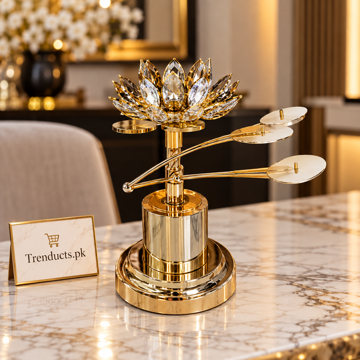 Gold Lotus Branch Candle Stand – Decorative Holder