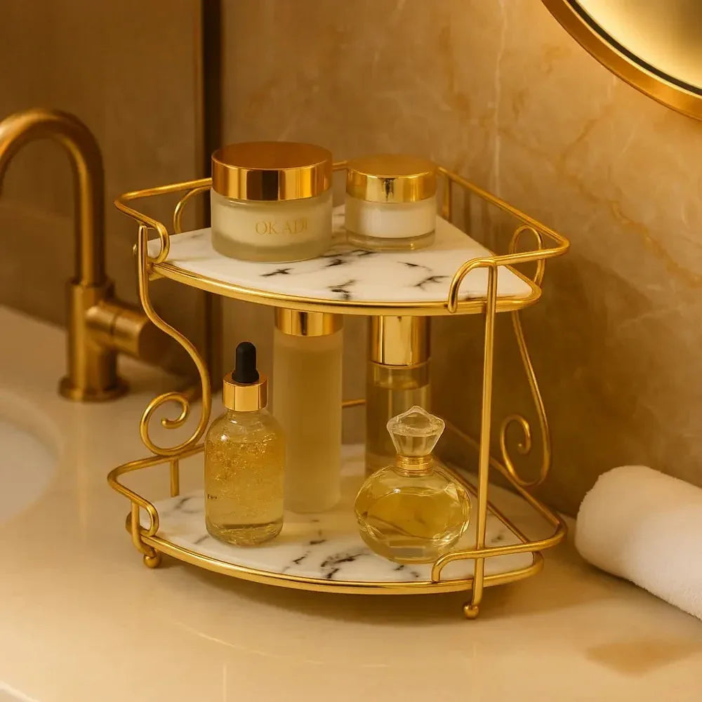 Luxury 2-Tier Organizer Rack with Marble Design - Clarify.pk