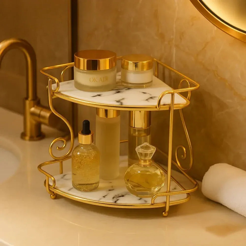 Luxury 2-Tier Organizer Rack with Marble Design - Clarify.pk