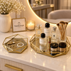 Gold Metal & Mirror Vanity Tray Set
