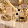Gold Metal & Mirror Vanity Tray Set
