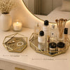 Gold Metal & Mirror Vanity Tray Set