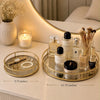 Gold Metal & Mirror Vanity Tray Set