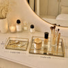 2-Piece Gold Metal & Mirror Vanity Tray Set
