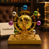 Gold Planetary Kinetic Orbital Sculpture
