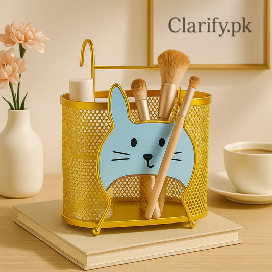 Golden Bunny Organizer for Desk & Makeup