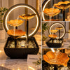 3-Tier Golden Flower LED Ring Tabletop Fountain