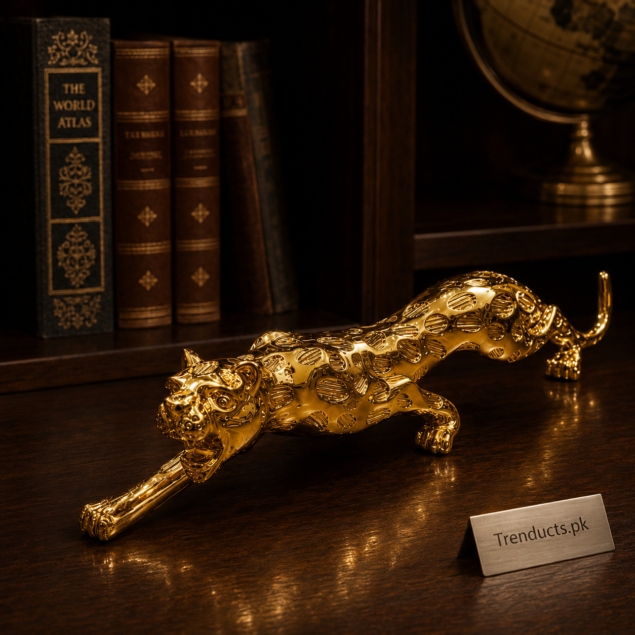 Luxury Golden Leopard Statue – 11 Inch