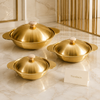 Golden Wooden Knob Serving Bowl Collection