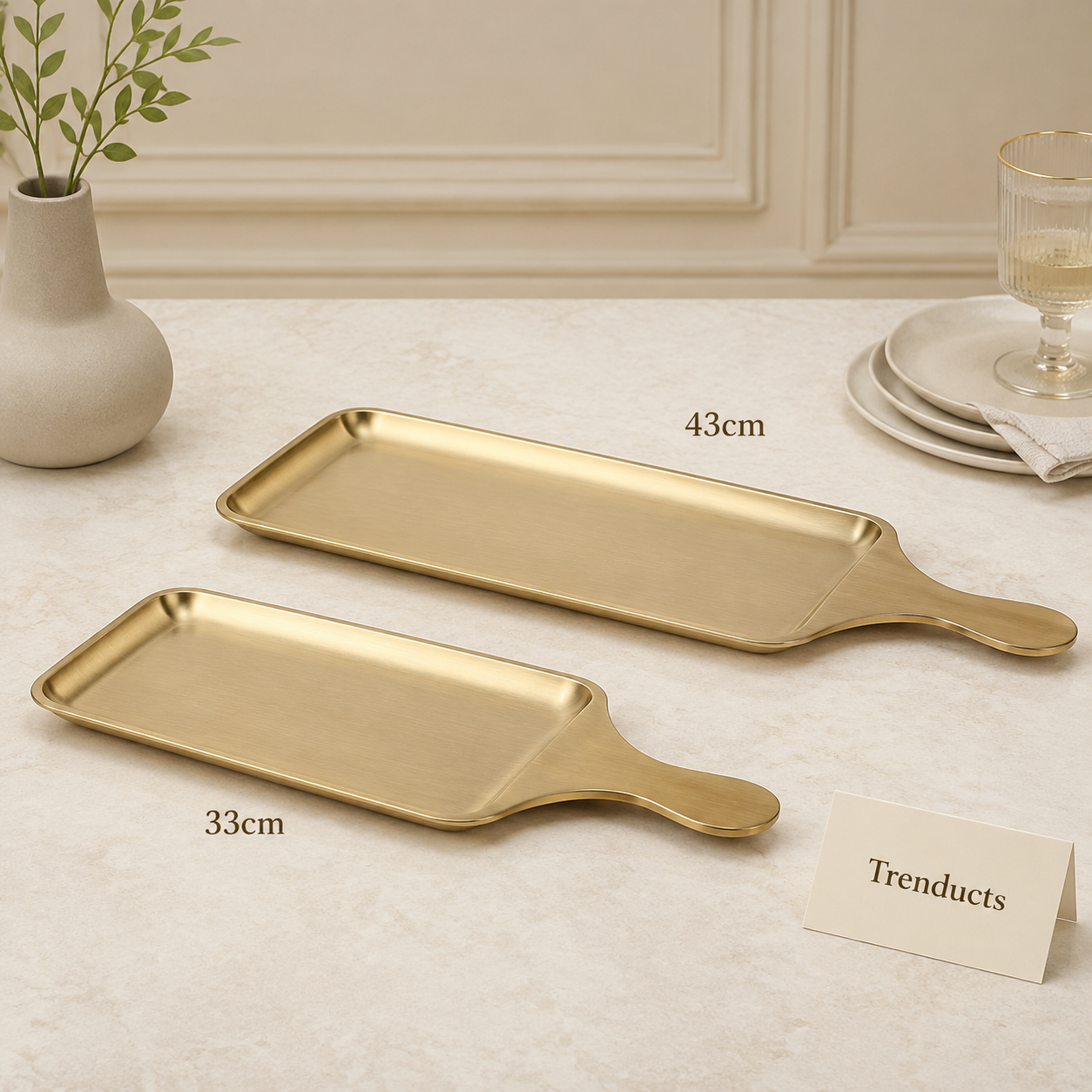 Golden Rectangular BBQ Bat Serving Platter